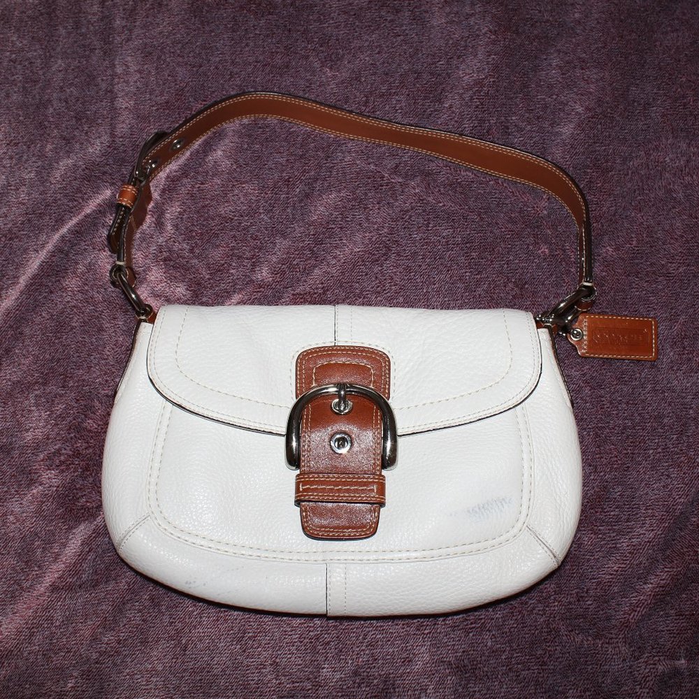 Coach Soho White Leather Saddle Handbag